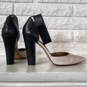 ALDO Light Grey & Black Heels w/ Ankle Strap
